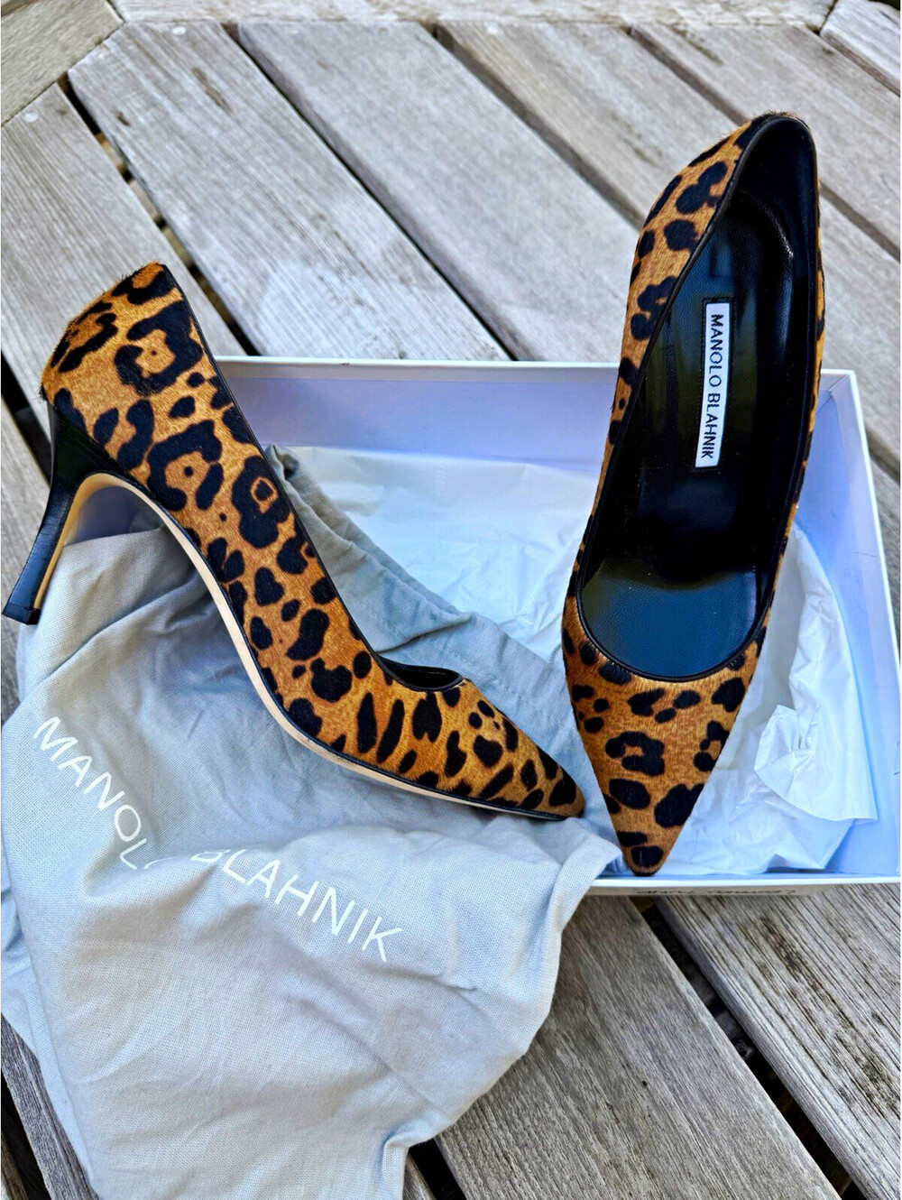 Manolo Blahnik Leopard Print Pumps US 8 Made in Italy